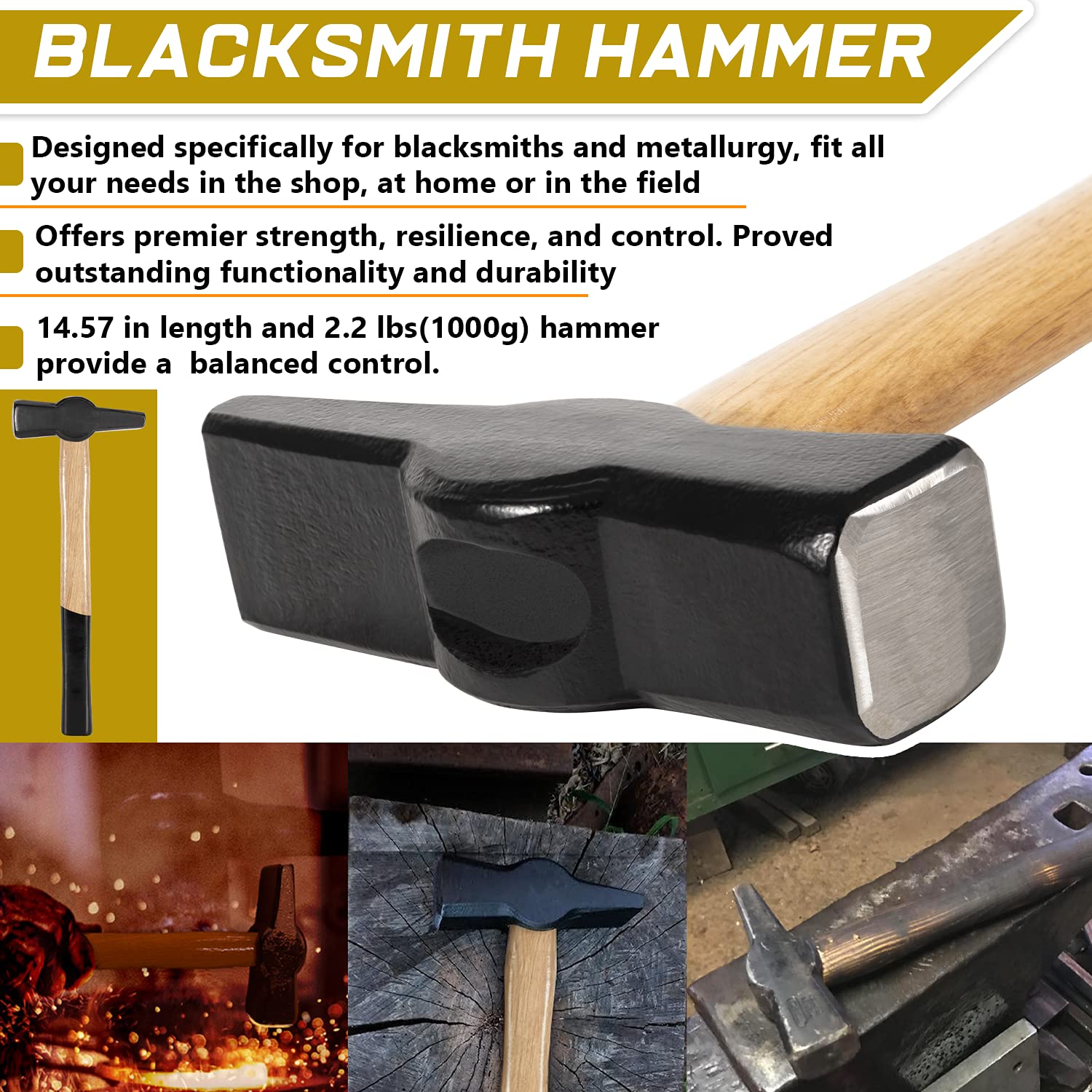 Amazon.com: Blacksmith 15” Wolf Jaw Tongs and Hammer Tool Set